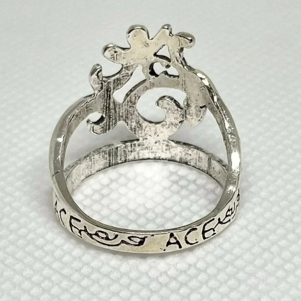 Om Sign Filigree Script Ring for Men or Women sz 8 Silver Finish New Yoga Band